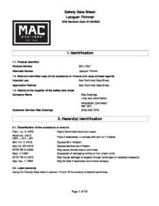 SDS SOL 1001 Lacquer thinner 2023 pdf - Mac Coatings